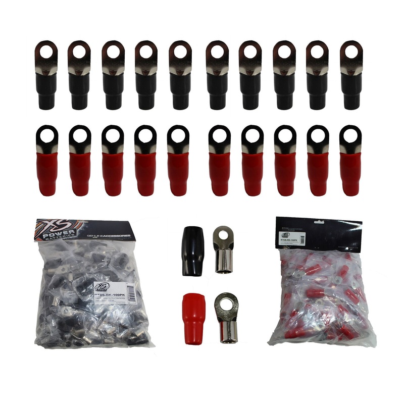 10 Red + 10 Black XS Power 0 AWG 8.5MM Ring Terminals Nickel Plated XS-RT0S