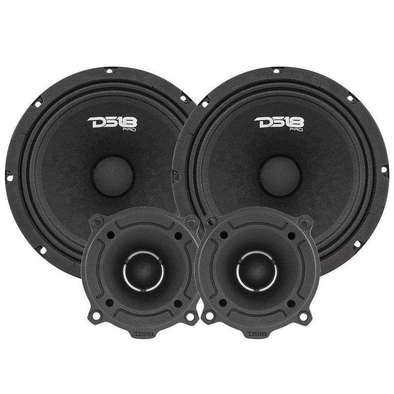 1760W 2x GM8 8″ 4 Ohm Midrange Speakers + 2x TW120 Tweeters DS18 PRO-GM8.4PK