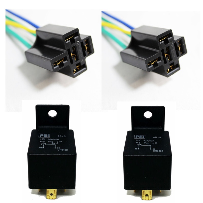 2x 12V 30/40 Amp 5-Pin SPDT Automotive Relay with Wires & Harness Socket Set