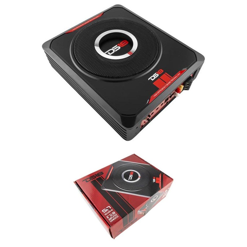 8″ 600W Black Under-Seat Car Sub woofer Powered Bass Amplifier Slim DS18 SQBASS