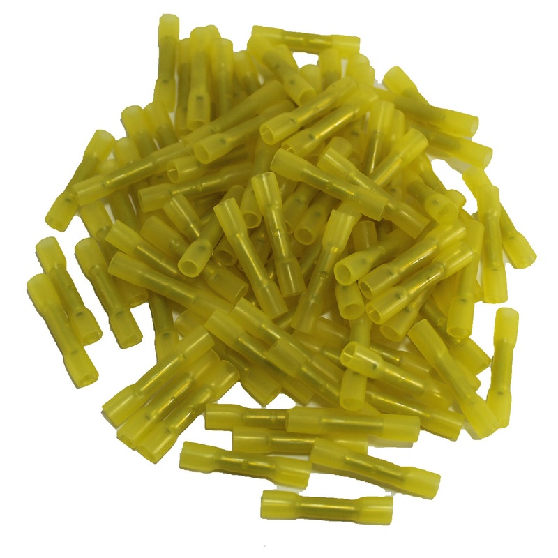 InstallBay 100PK Heat Shrink Yellow Butt Connector 24/26GA ME-HSYBCM
