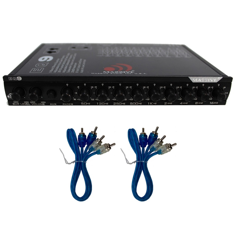 Massive Audio EQ9 6 Channel Aux Inputs 7V RCA Outputs 9 Band Graphic Equalizer