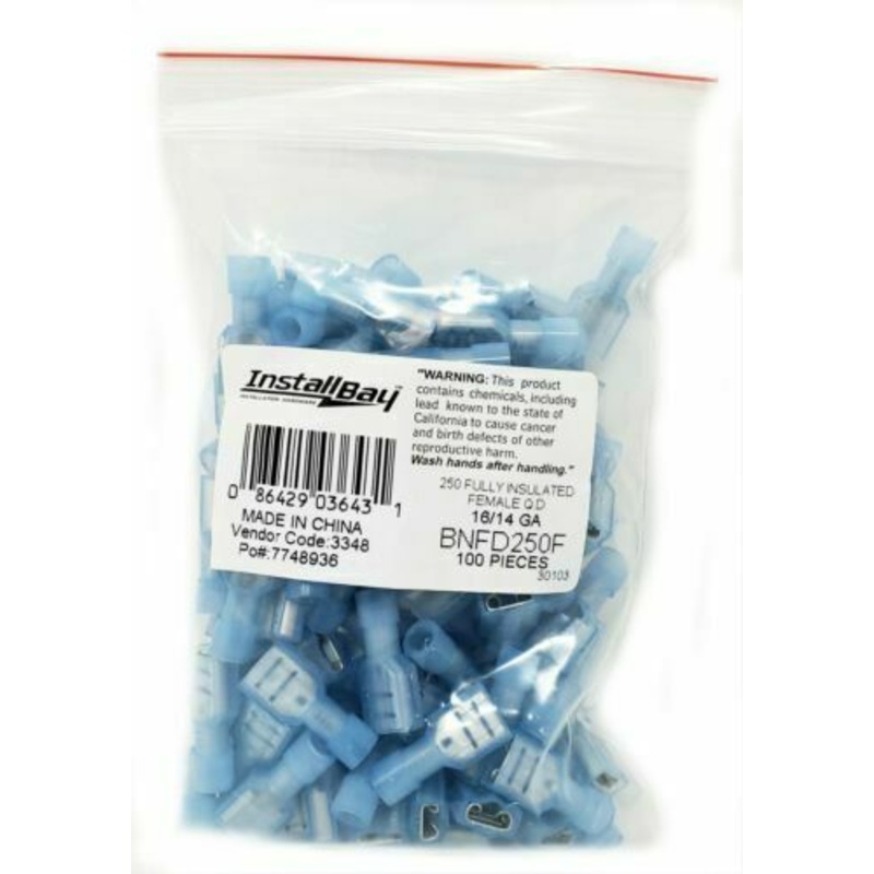Metra Install Bay Blue 16-14 AWG Female Insulated Nylon Quick Disconnect 100pcs