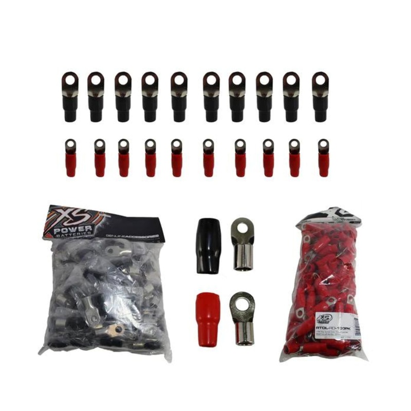 XS Power 10 Red + 10 Black 0 AWG 10.5MM Ring Terminals Nickle Plated XS-RT0L