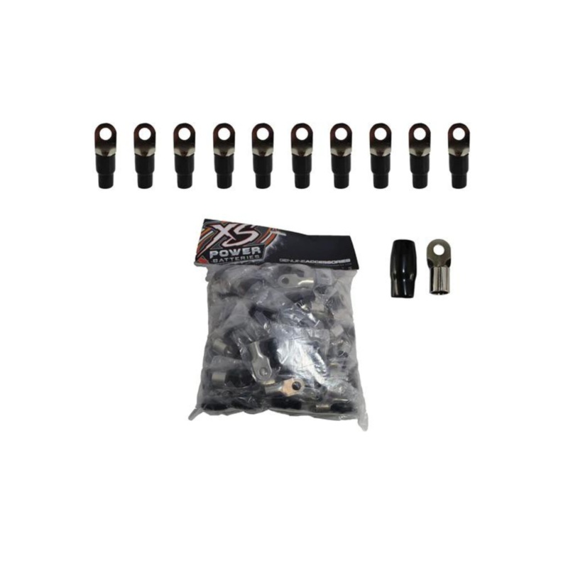 XS Power 10pk, Black 0 AWG 8.5MM Ring Terminals Nickel Plated XS-RT0S-BK