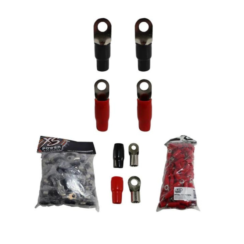 XS Power 2 Red + 2 Black 0 AWG 10.5MM Ring Terminals Nickle Plated XS-RT0L