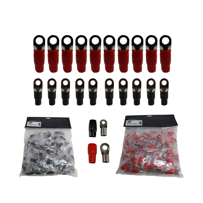 XS Power 20pk, 10 Red + 10 Black 4 AWG 8.5MM Ring Terminals Nickel Plated