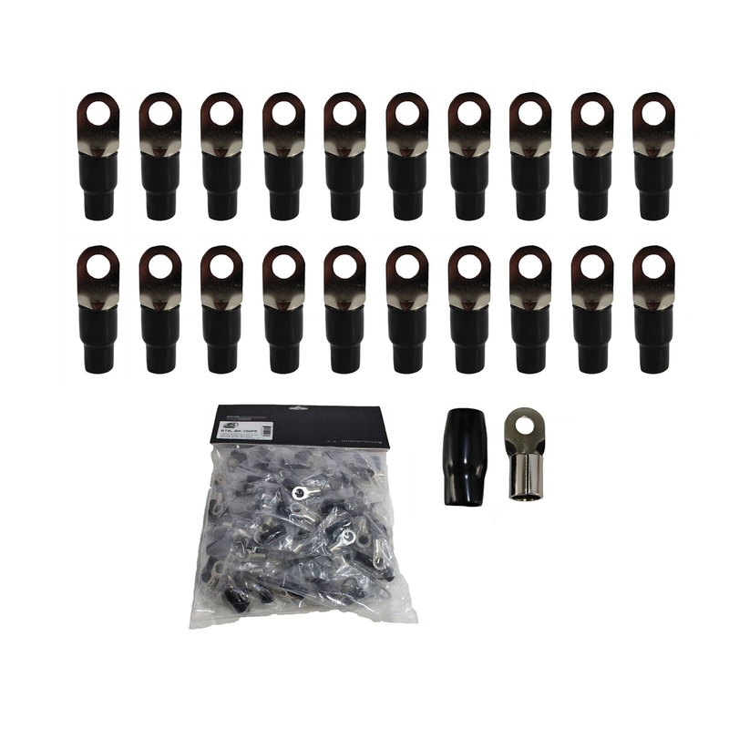 XS Power 20pk, Black 4 AWG 10.5MM Ring Terminals Nickel Plated XS-RT4L-BK