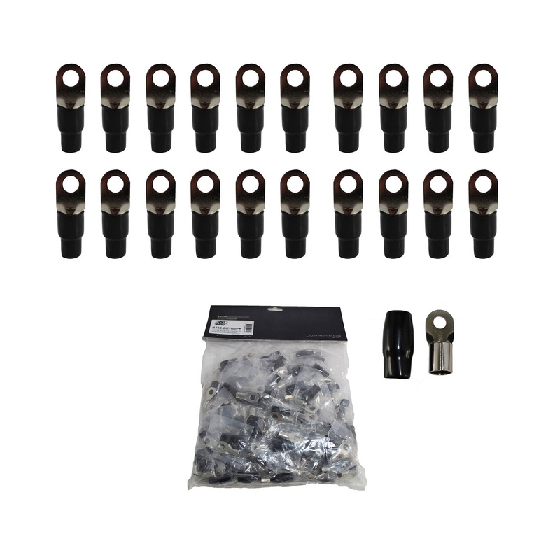 XS Power 20pk, Black 4 AWG 8.5MM Ring Terminals Nickel Plated XS-RT4S-BK