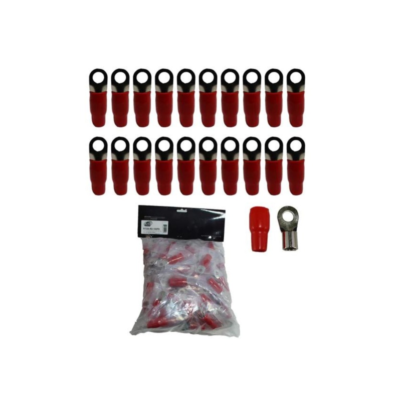 XS Power 20pk,  Red 0 AWG 8.5MM Ring Terminals Nickel Plated XS-RT0S-RD