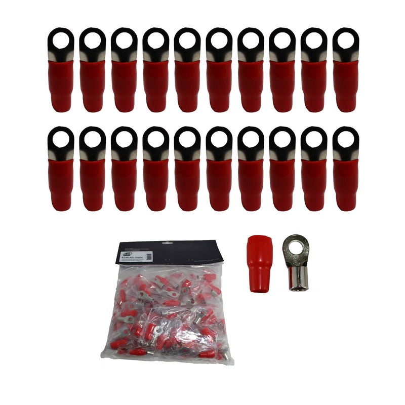 XS Power 20pk, Red 4 AWG 8.5MM Ring Terminals Nickel Plated XS-RT4S-RD