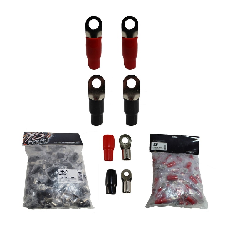 XS Power 4pk, 2 Red + 2 Black 0 AWG 8.5MM Ring Terminals Nickel Plated XS-RT0S