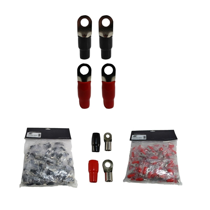 XS Power 4pk, 2 Red 2 Black 4 AWG 8.5MM Ring Terminals Nickel Plated XS-RT4S