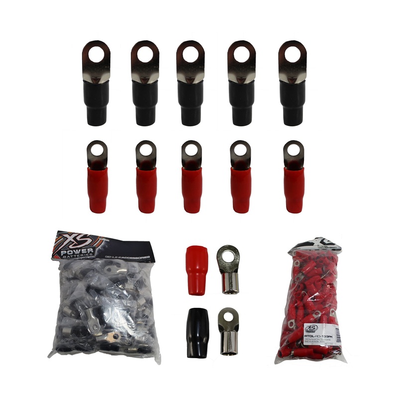 XS Power 5 Red + 5 Black 0 AWG 10.5MM Ring Terminals Nickel Plated XS-RT0L