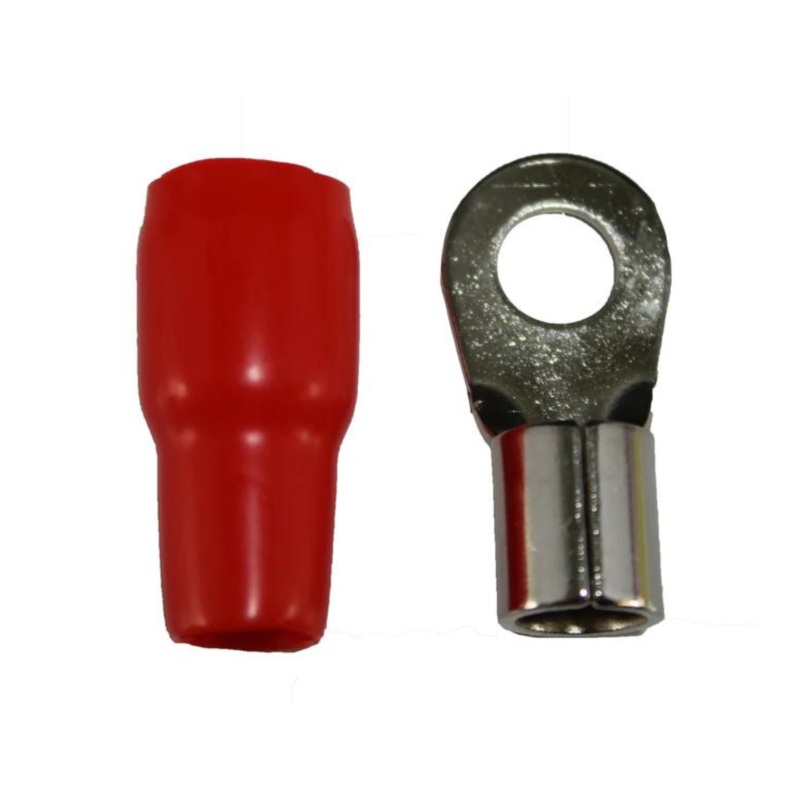 XS Power 5x Red 0 AWG 10.5MM Ring Terminals Nickel Plated W/ Boots XS-RT0L-RD