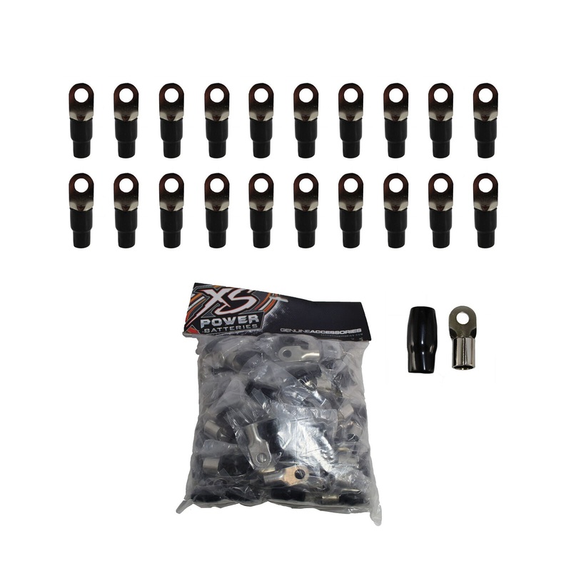 XS Power Black 20pk, 0 AWG 8.5MM Ring Terminals Nickel Plated XS-RT0S-BK