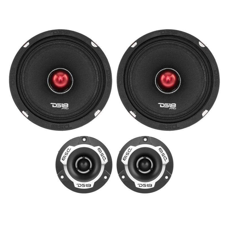 2x DS18 6.5″ 840W 4 Ohm X6.4BM Speakers 2x 1″ 240W 4 Ohm Super Tweeters TWX1