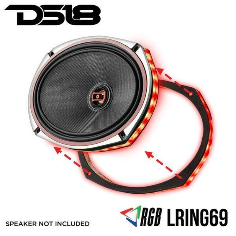 DS18 6×9″ LED RGB Acrylic Glass Ring for Speakers + LED Bluetooth Controller