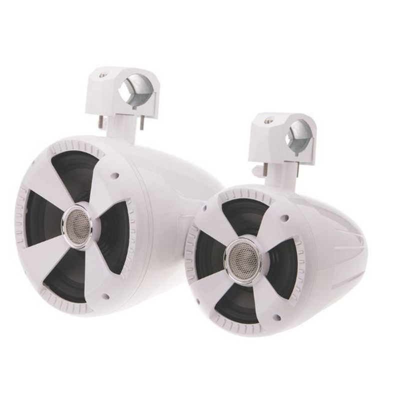 Pair of Soundstream White 8″ 600 Watt Marine Boat Wake Tower Speakers WTS-8W