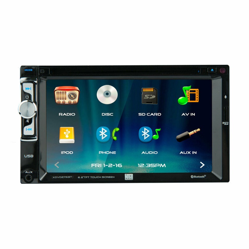 Dual XDVD276BT 6.2″ LCD Touchscreen Double Din CD, DVD, AUX Bluetooth Receiver