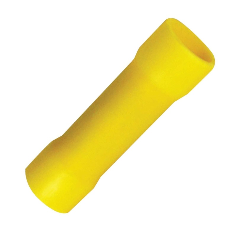 Install Bay 4 Gauge Yellow Vinyl Butt Connector 25 Pieces YVBC4