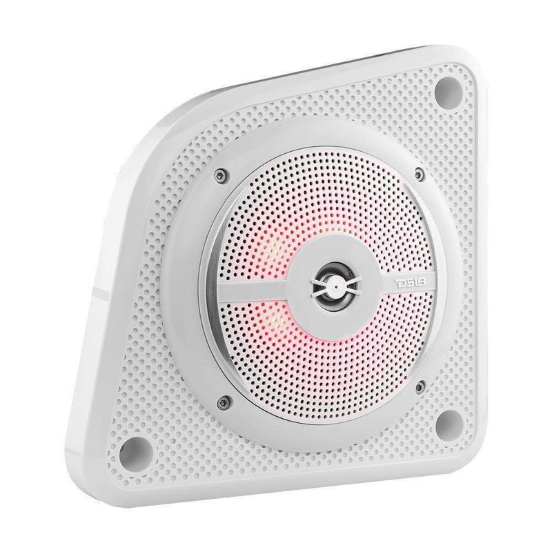 Pair of DS18 6.5″ 100W 4 Ohm 2-Way RGB Slim Marine Speaker w/ Enclosure EN6SLIM
