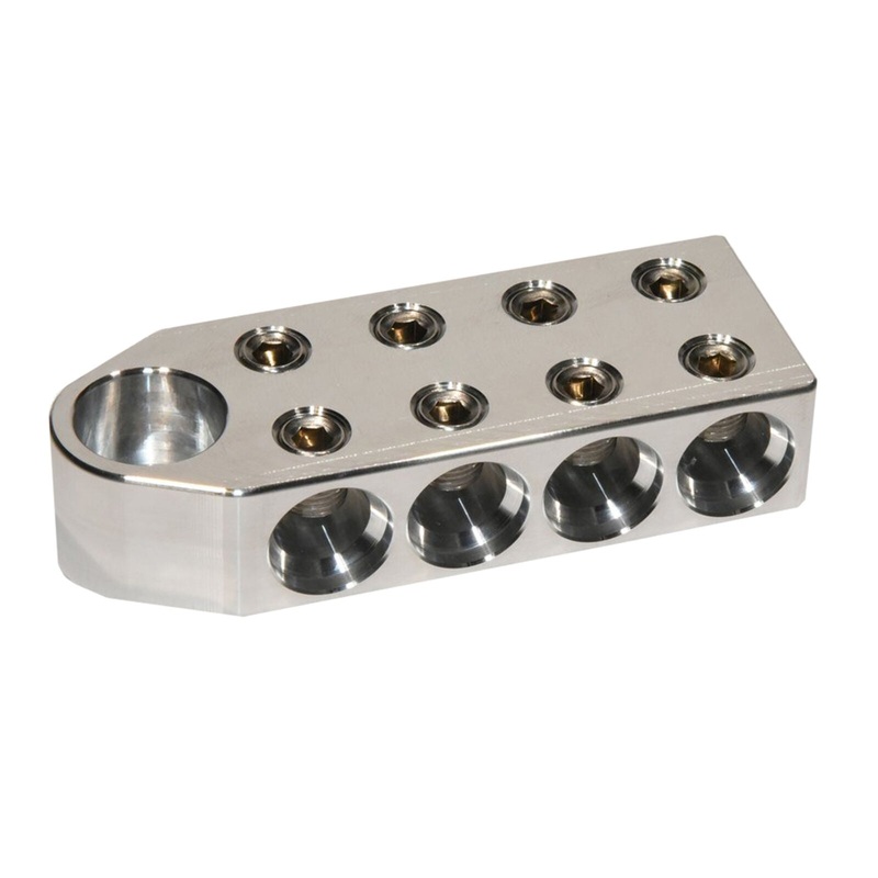 Pair of Jim’s Machineworx 8 Hole 8/0 Bolt Down Set Screw Type Battery Terminal