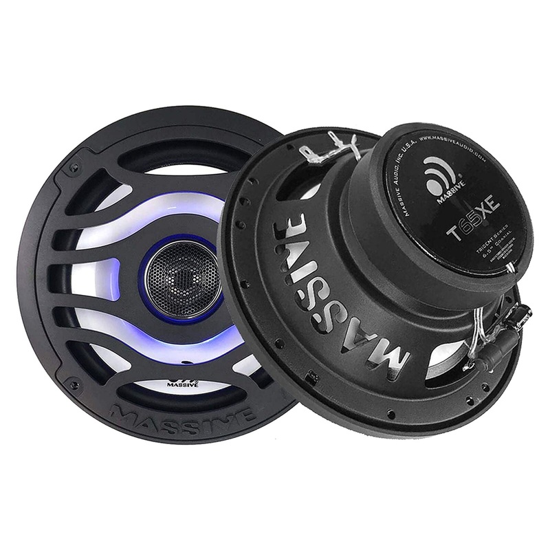 Pair of Massive Audio Trident T65XE 6.5″ 320W 4 Ohm LED Coaxial Marine Speakers