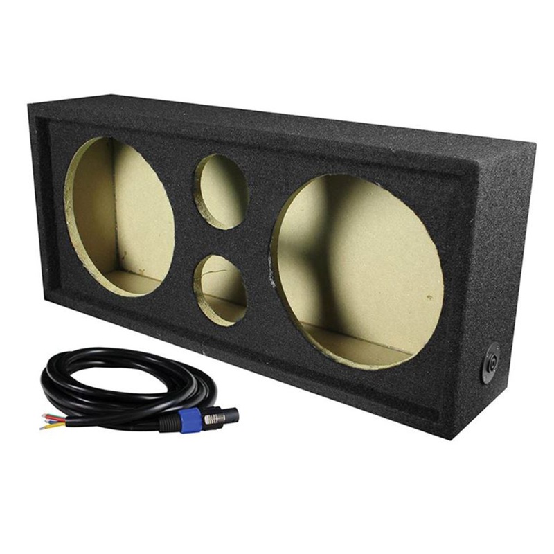 QPower 2 Hole 10″ Sealed Subwoofer Box w/ 2 3.75″ Tweeter Opening/ Speakon Cable