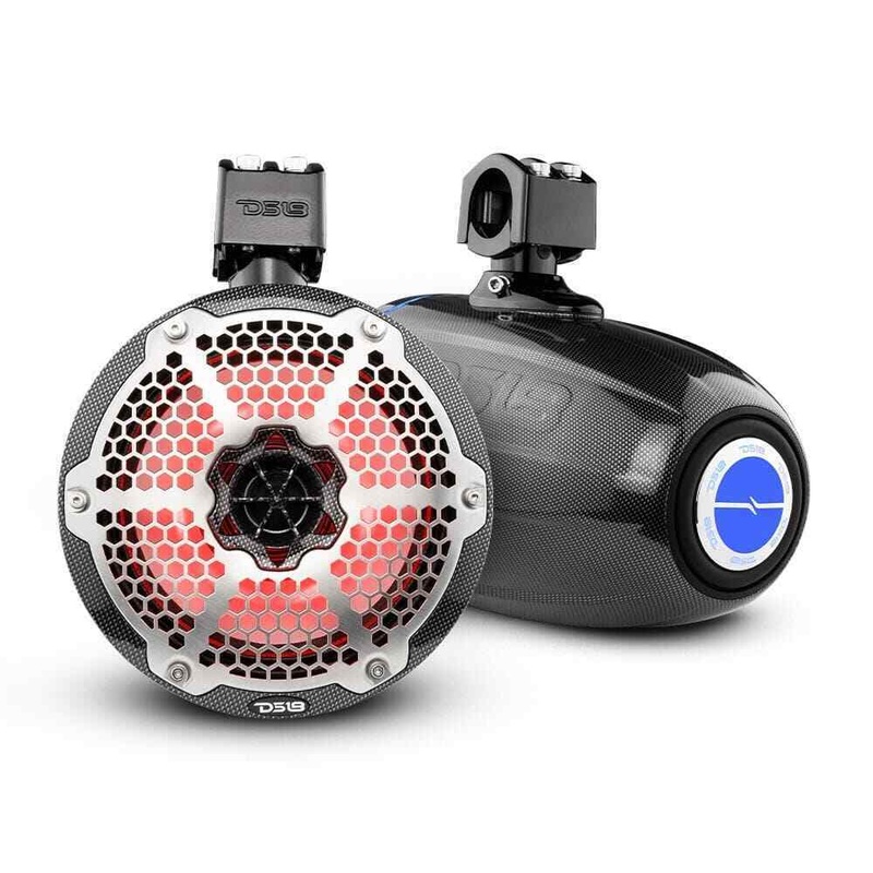 450W 4 Ohm DS18 Neo Marine Towers RGB Carbon Fiber, Passive Radiator CF-X6TPNEO