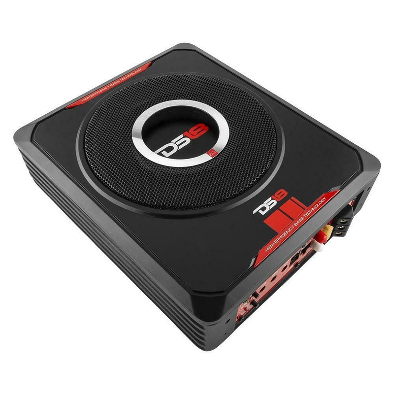 DS18 8″ 600W Under-Seat Compact Car Amplified Black Subwoofer SQBASS8