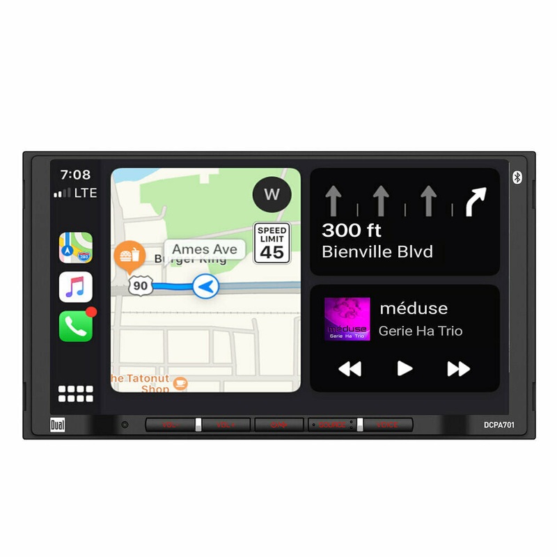 Dual 7″ Touchscreen 2 DIN Radio with Bluetooth, Apple CarPlay, & Android Auto