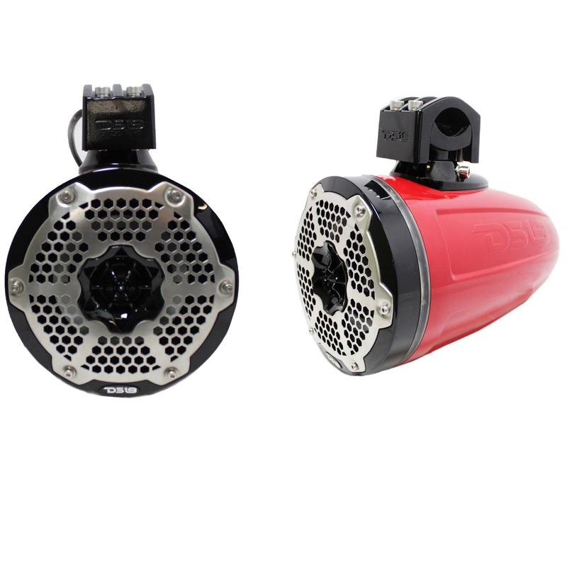Pair of DS18 Hydro 6.5″ 900W 4 Ohm RGB LED Marine Tower Speakers NXL-X6TPNEO/RD