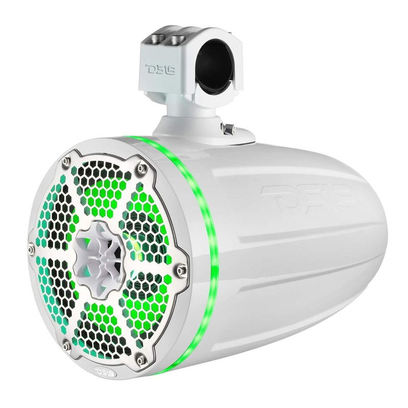 Pair of DS18 Hydro NXL-X8TPNEO/WH 8″ 1100W 4 Ohm RGB LED Marine Tower Speaker