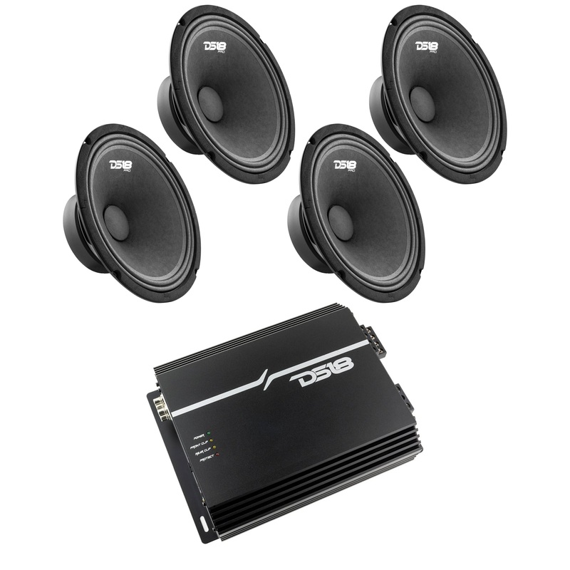 4x DS18 10″ Mid Range 2640W Speakers & EXL-P800X4 Power 4-Channel Amplifier