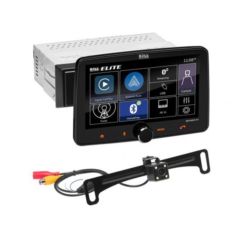BOSS 7″ Touchscreen 1-Din BT Radio with Apple CarPlay / Android Auto and Camera