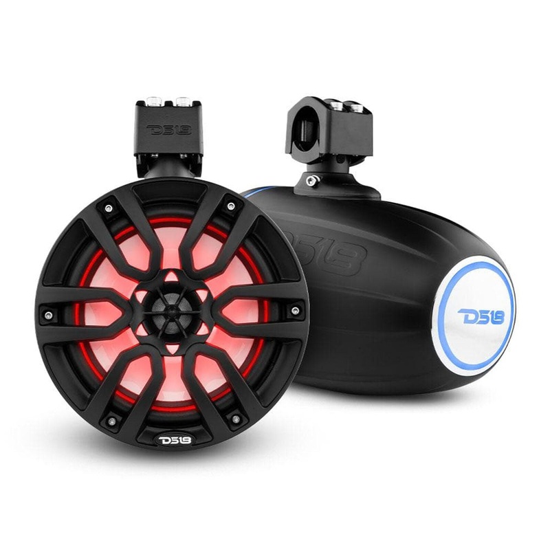 DS18 Hydro 8″ 375 Watts 4 Ohm Marine Towers with Integrated RBG Lights Black