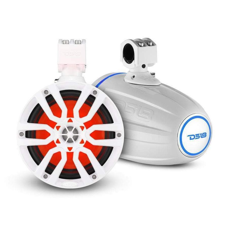DS18 Hydro 8″ 375 Watts 4 Ohm Marine Towers with Integrated RBG Lights White