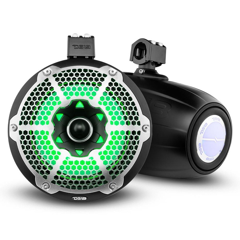 Pair of DS18 Hydro NXL-X10TPNEO/BK 10″ 900W 4 Ohm RGB LED Marine Tower Speakers