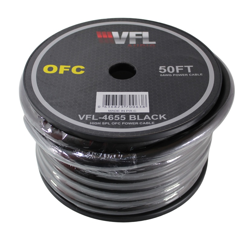 0 GA AWG Black PVC Jacketed 100% OFC American Bass Power Wire Lot 10FT