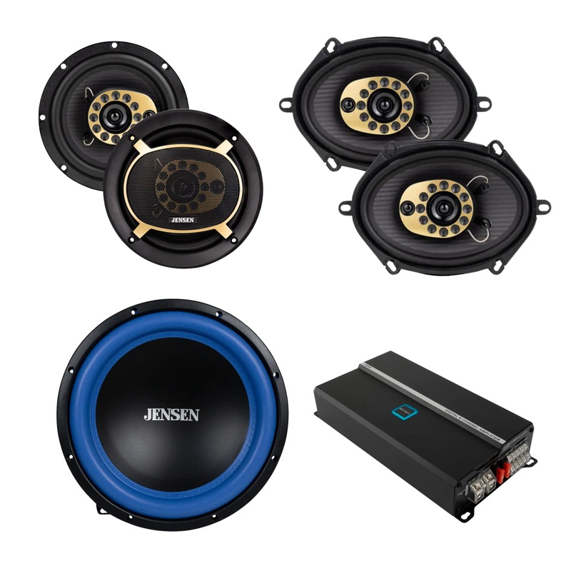 12 Subwoofer & Pair of 6.5″ JS65T & Pair of 6″x8″ JS68T Speakers w/ 815W  Amp