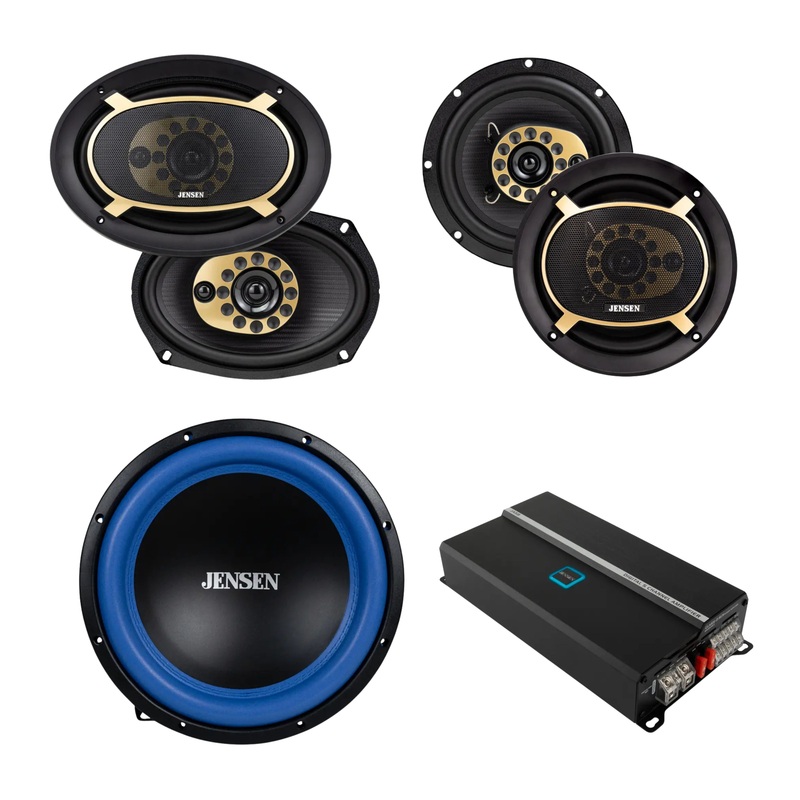 12 Subwoofer & Pair of 6.5″ JS65T & Pair of 6″x9″ JS69T Speakers w/ 815W  Amp