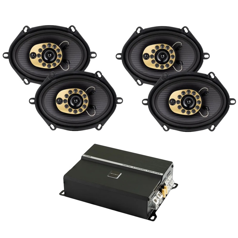2 Pairs of 5×7″ / 6×8 4-Ohm Speakers w/ 4 channel 740W Class D RGB Amplifier