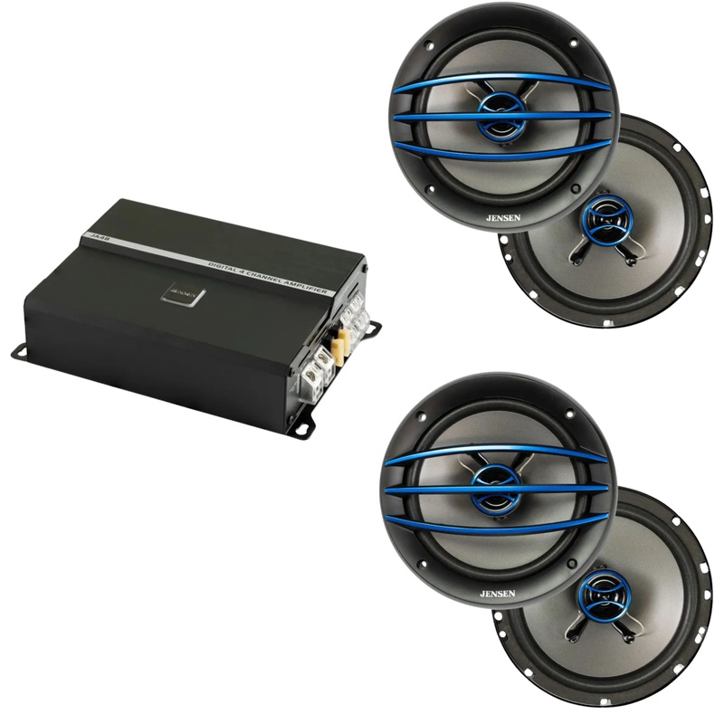 2 Pairs of 6.5″ 50 W RMS 4-Ohm J6520 Speakers w/ 4 channel 740W RGB Amplifier