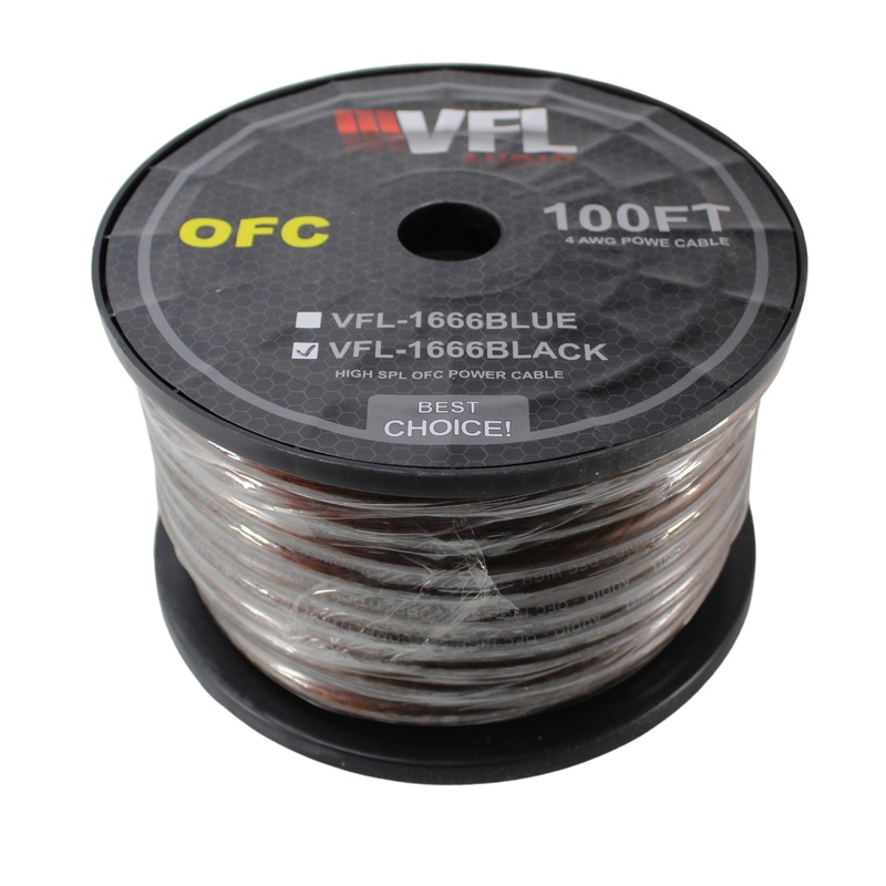 4 GA AWG Black PVC Jacketed 100% OFC American Bass Power Cable Lot Full Spool (100 Ft)