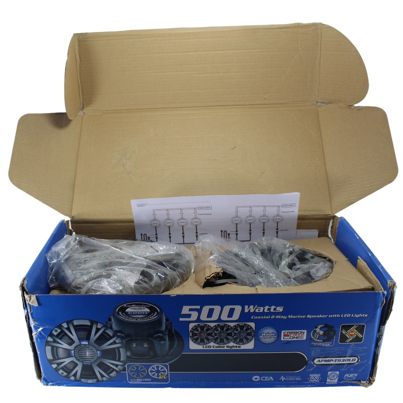 6 ” 125W 2-Way Coaxial Marine Speaker w/ LED Pair APMP-T625LD(6.5 Inch) OPEN BOX