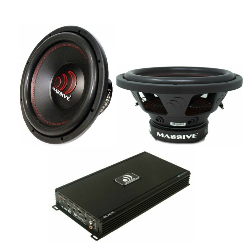 Massive Car Audio 12″ Dual 4 Ohm Subwoofers + 2000W Amplifier Bass Package