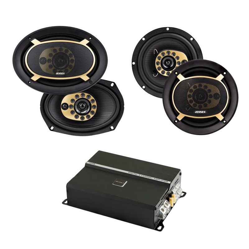 Pair of 6″x9″ JS69T Speakers & Pair of 6.5″ JS65T Speakers w/ RGB 4-Channel Amp