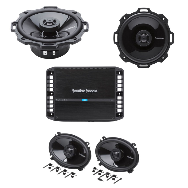 Rockford 400W 4CH. Amp w/ pairs of 4″x6″ & 5.25″ 4 Ohm 2-Way Car Audio Speakers