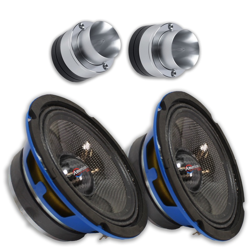 2x American Bass 6 Midrange Speakers GODFATHER 6.5CC & Bullet Tweeters SQ-05T